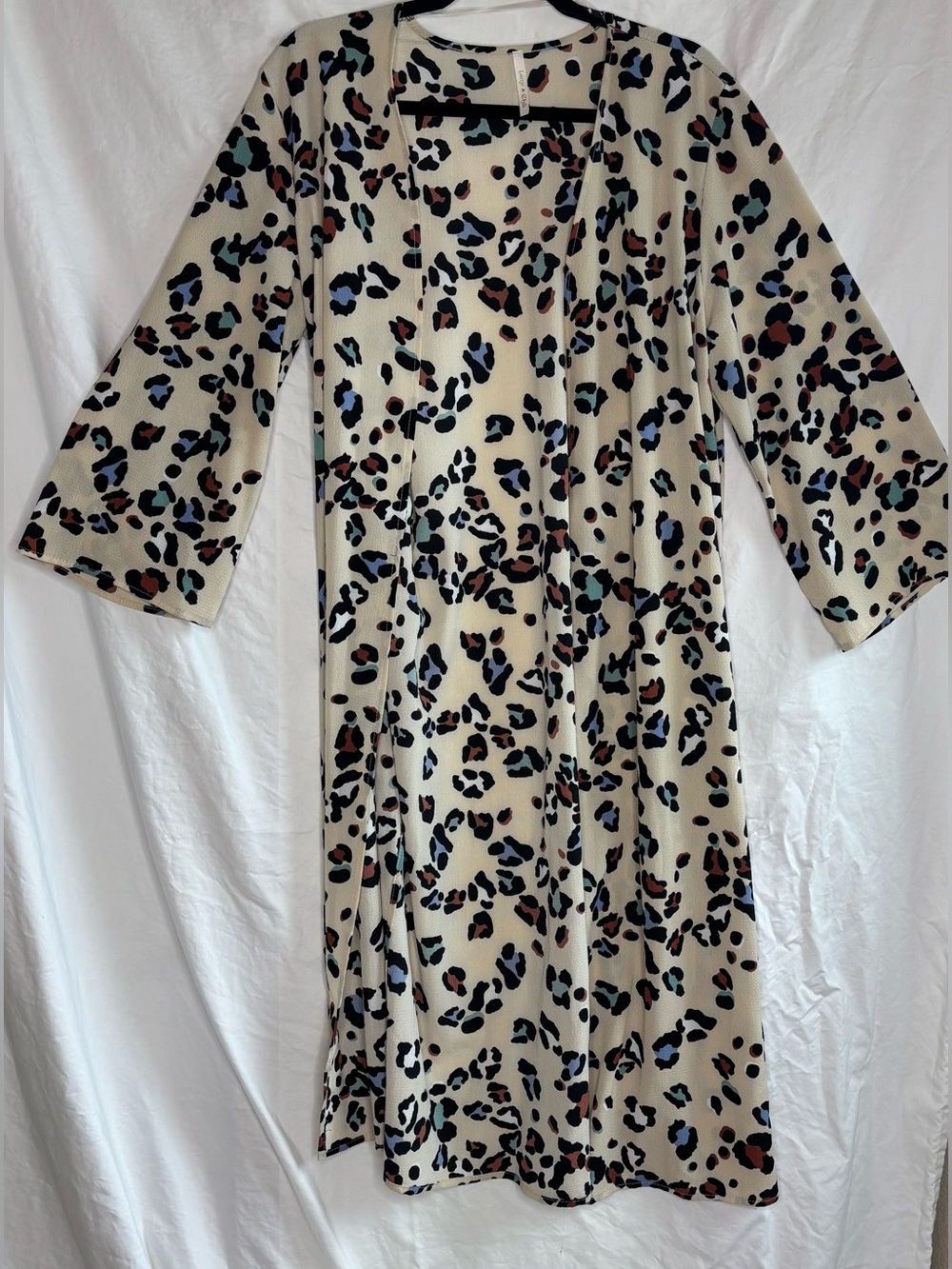 Lime N Chili Leopard Print Maxi Kimono Duster Cardigan size  L